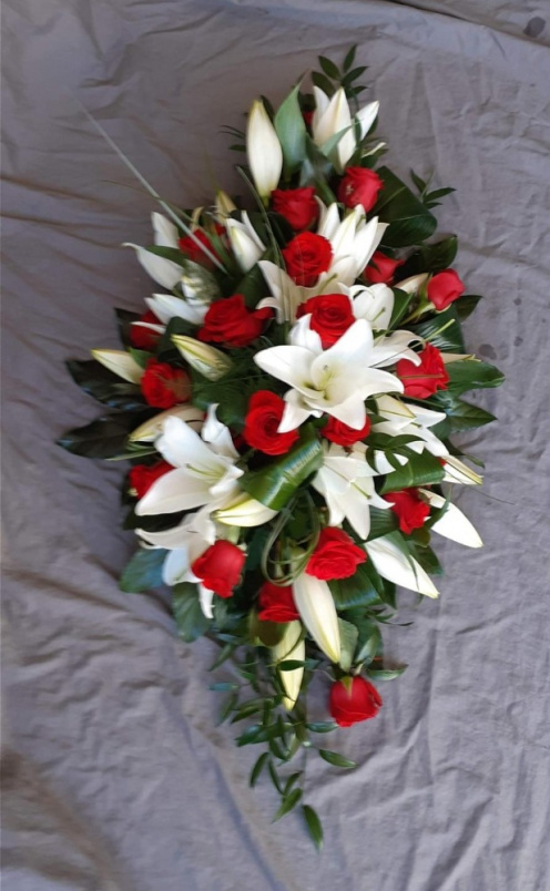 Casket Sprays | Funeral and Sympathy Flowers  | Rose and Lily Casket Spray