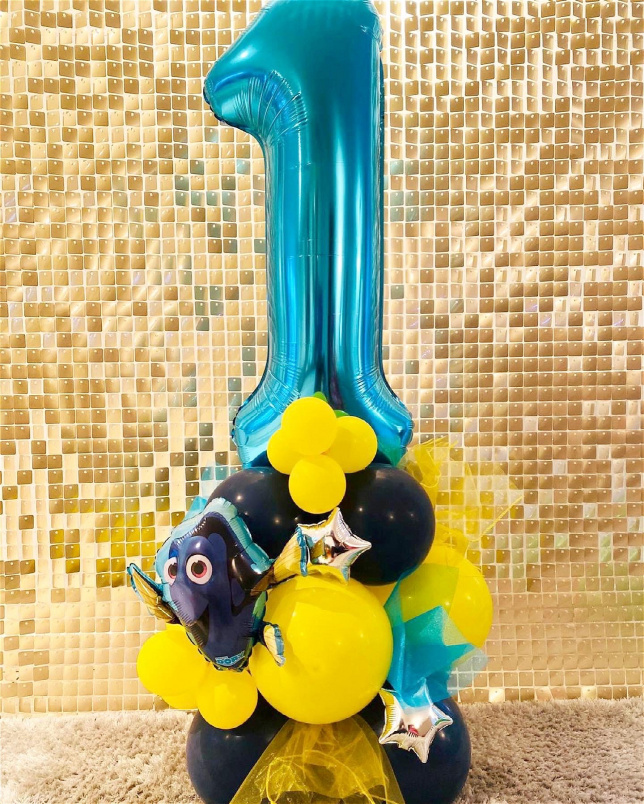 Balloons | Nemo/Dory fish number balloon column