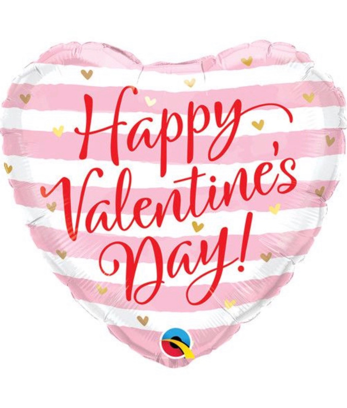 Balloons | Upsell gifts | Valentines Day flowers & balloons | Love heart striped 18” balloon.