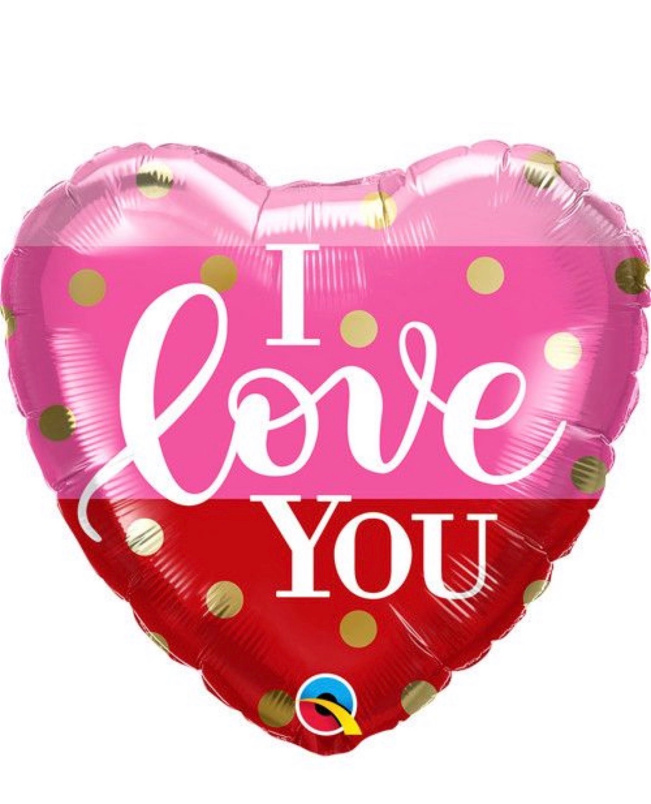 Balloons | Upsell gifts | Valentines Day flowers & balloons | ‘I love you’ heart 18” balloon.
