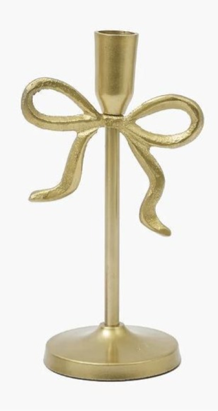 Christmas | Gifts | Gold Bow Candle Holders- Tall