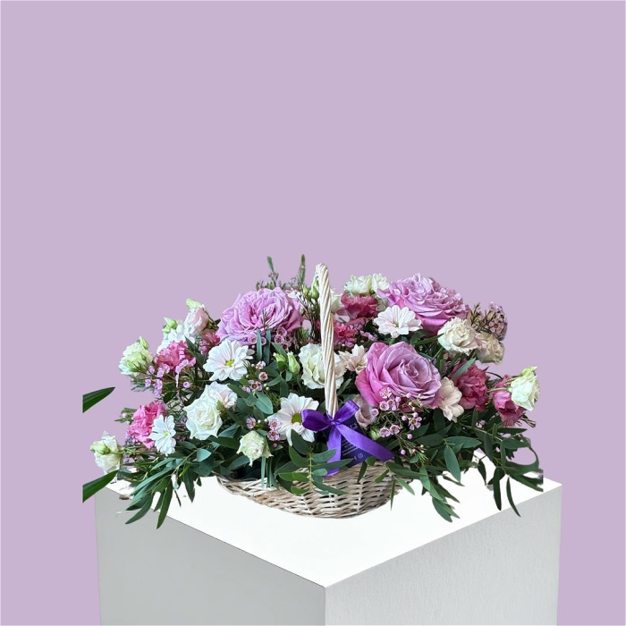 Arrangements | Bouquets | Pastel Garden Basket – Violets Florist Charlestown, Mayo