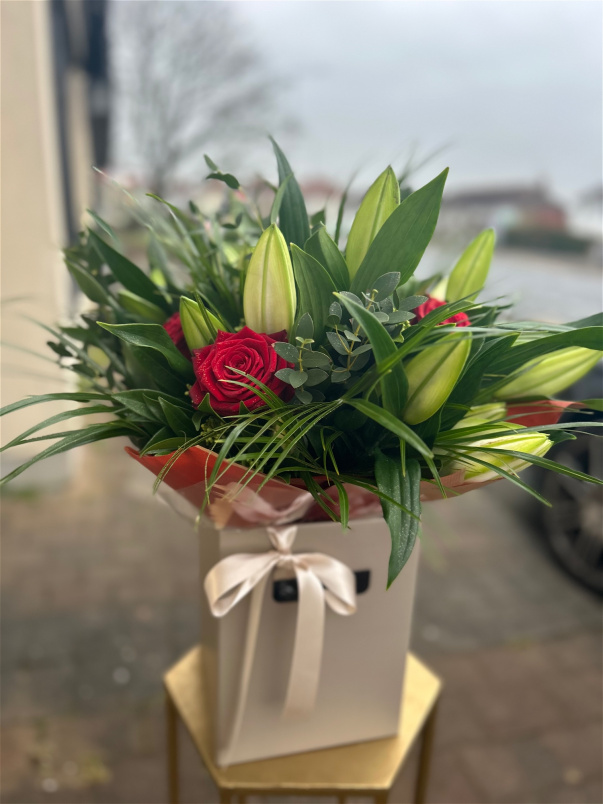 Bouquets | Mother's Day | Red Rose and White Lily Bouquet