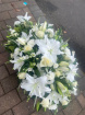 Funerals | White Coffin Spray inc Open Lillies