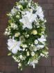 Funerals | White Coffin Spray inc Open Lillies