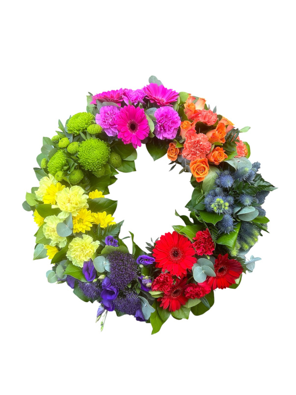 Funeral and Sympathy | Rainbow wreath