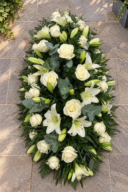 Funerals & Sympathy | Rose and Lily Coffin spray