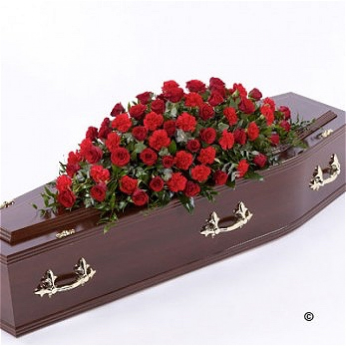 Funerals & Sympathy | Red Rose and Carnation Coffin Spray
