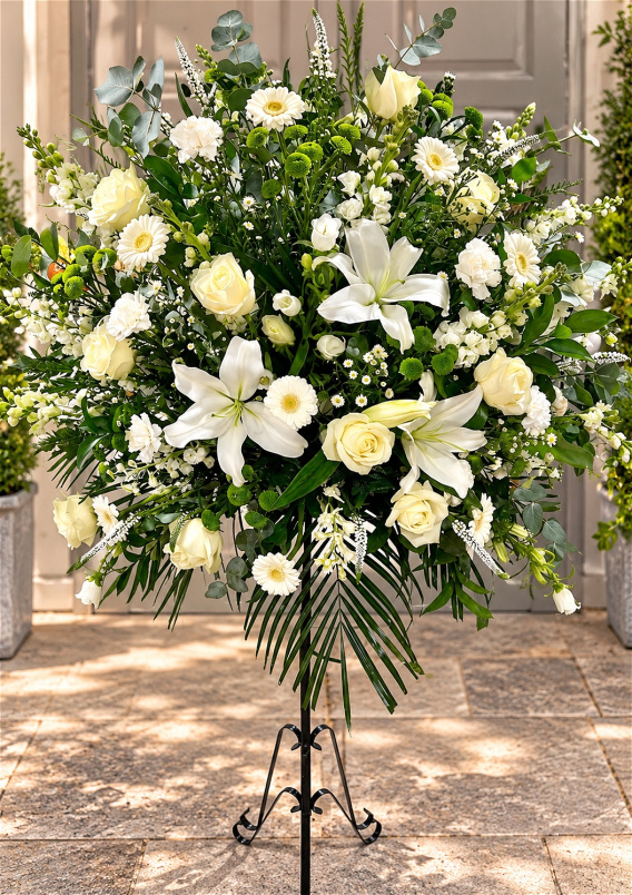 Funerals & Sympathy | White Pedestal Arrangement