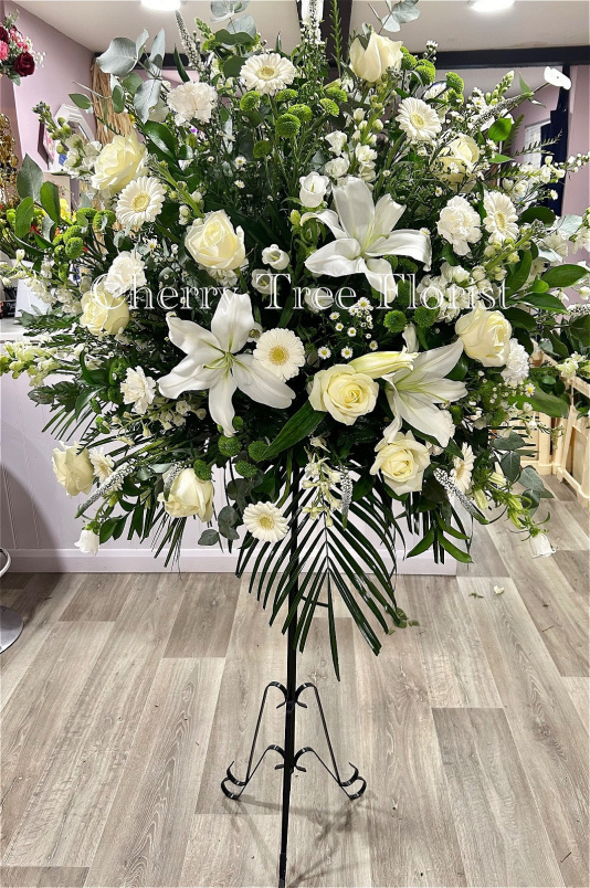 Funerals & Sympathy | White Pedestal Arrangement