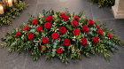 Funerals & Sympathy | Red Rose and Carnation with trailing foliage