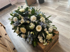 Funerals & Sympathy | White and Blue Coffin Spray