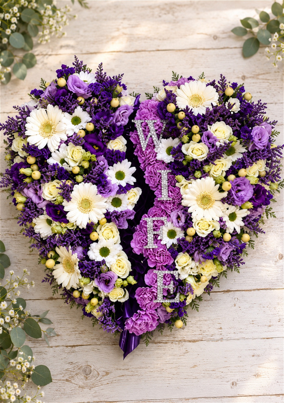 Funerals & Sympathy | Broken Heart in mixed/loose flowers
