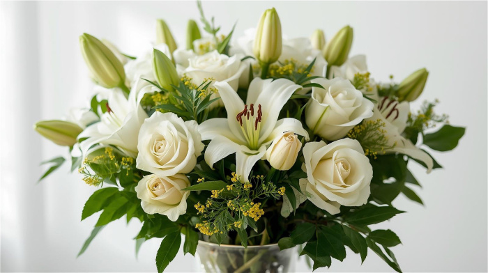 Bouquets | White Lilly and Rose Bouquet