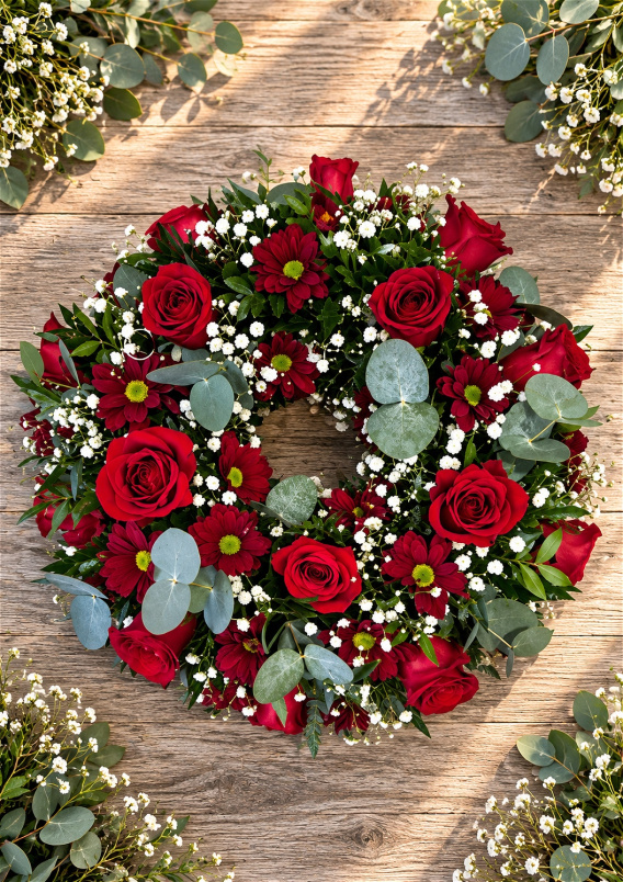Funerals & Sympathy | Red Rose & Chrysanthemum Wreath