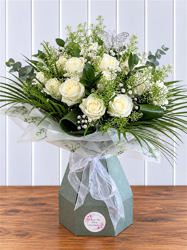 Bouquets | Gifts | Valentines | Whispering White Rose Bouquet
