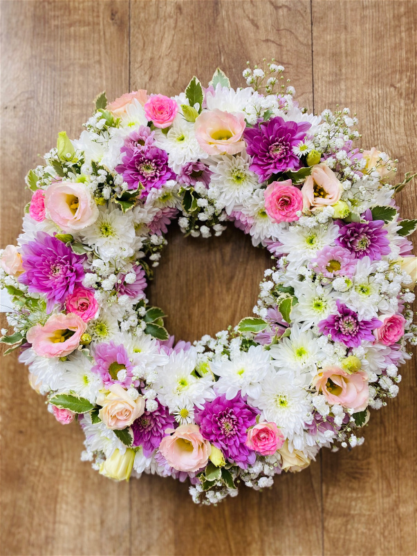 Funeral | Pink and White Wreath
