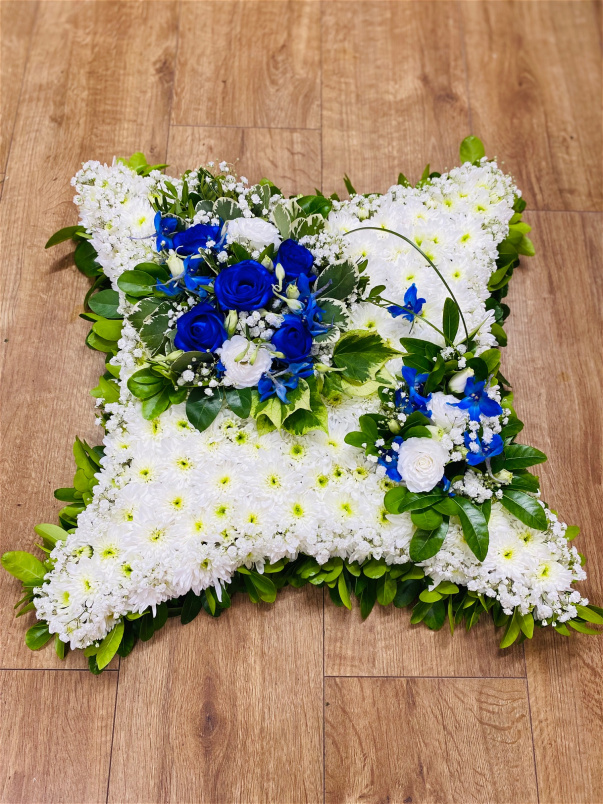Funeral | Massed Cushion - blue and white