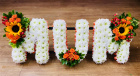 Funeral | “MUM” - Funeral lettering - orange ,yellow ,red and white