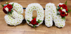 Funeral | Son - red and white funeral letters