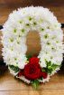 Funeral | Son - red and white funeral letters