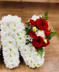 Funeral | Son - red and white funeral letters