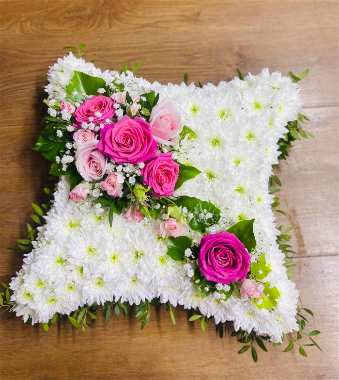 Funeral | Massed cushion - pink and white