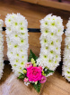 Funeral | MUM -funeral lettering -pink roses and white chrysanthemums