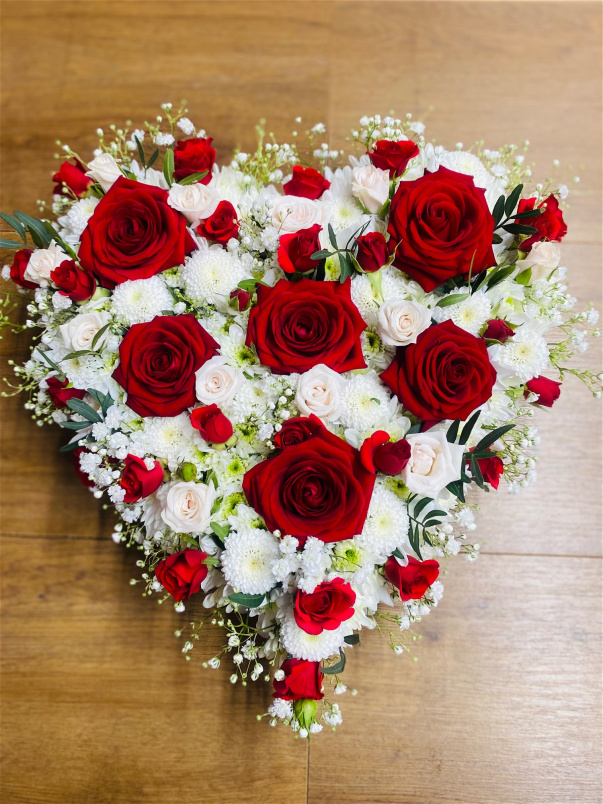 Funeral | Red and white solid heart