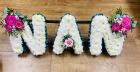 Funeral | NAN- white,pink and green funeral lettering