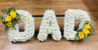 Funeral | DAD - yellow and white funeral lettering