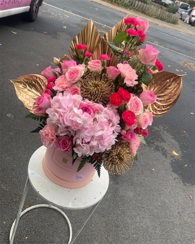 Hatboxes | Pink and gold OTT hatbox