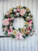 Christmas Artificial Flowers | Pink & Gold Wreath