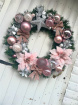 Christmas Artificial Flowers | Pink & Silver Wreath