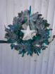Christmas Artificial Flowers | Silver & Teal Wreath
