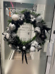 Christmas Artificial Flowers | Black & Silver Wreath