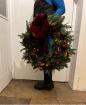 Christmas Door wreath | Christmas florals | Large winter wonderland burgundy bow