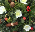 Christmas | Wreaths | Christmas Grave Pots Wooden snowflakes, fruits of the forest and pinecones