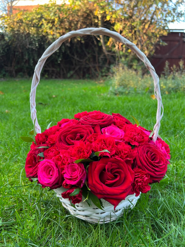 Arrangements | Sympathy Flowers | Red and Pink Flower Basket