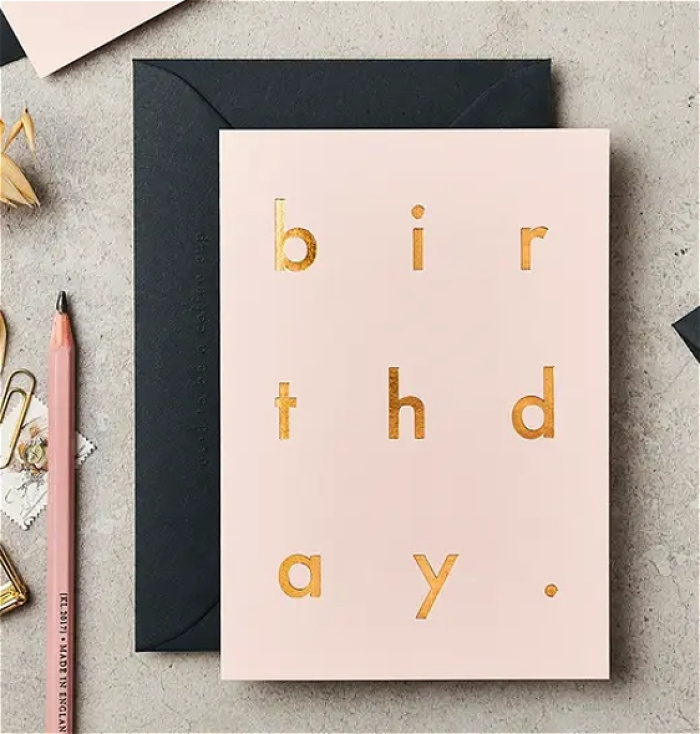 Greeting Cards | Navy & Rose Gold Birthday Card