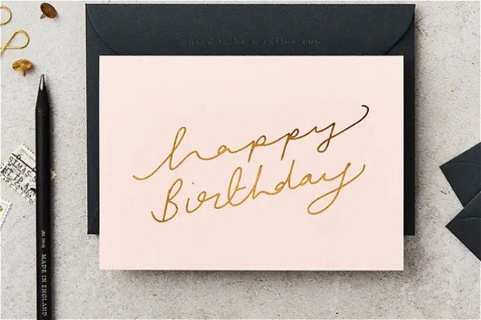 Greeting Cards | Navy & Rose Gold Happy Birthday Card