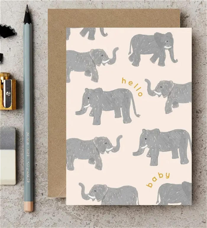 Greeting Cards | Hello Baby Elephant Card