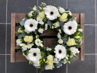 Funeral Tributes | Wreaths & Posies | White Rose & gerbera wreath