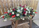 Casket sprays | Funeral Tributes | Red & white coffin spray