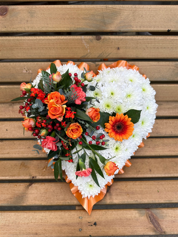 Funeral Tributes | Heart Tributes | Orange massed heart