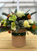 Festive florals | Festive hat box arrangement with candle. 2 colour choices.