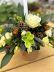 Festive florals | Festive hat box arrangement with candle. 2 colour choices.