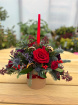 Festive florals | Festive hat box arrangement with candle. 2 colour choices.