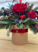 Festive florals | Festive hat box arrangement with candle. 2 colour choices.