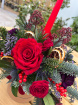 Festive florals | Festive hat box arrangement with candle. 2 colour choices.